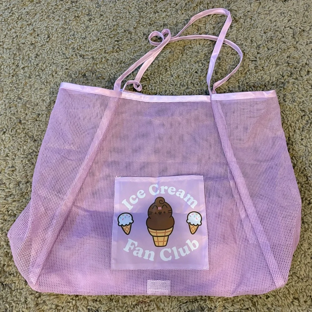 Pusheen Box Exclusive Ice Cream Fan Club Pink Mesh Beach Bag NWOT